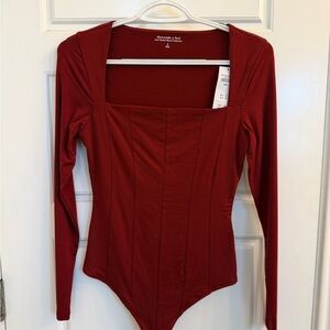 NWT Abercrombie & Fitch Seamless Corset Bodysuit - Burgundy Red - S